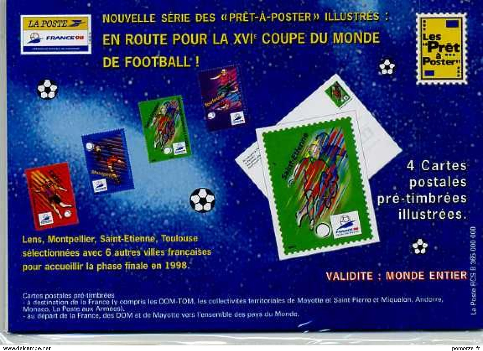 France Entier 1998  Serie Sous Blister 1ère Emission Coupe Du Monde De Football 1998  Y 3010-3013 CP1 - Enveloppes Types Et TSC (avant 1995)