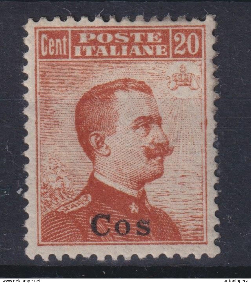 ITALY COLONIE EGEO, COO, 20 CENT MH CENTRATO, 1917 PERFETTE CONDIZIONI,GOMMA ORIGINALE LIEVE TRACCIA LINGUELLA - Egée (Coo)
