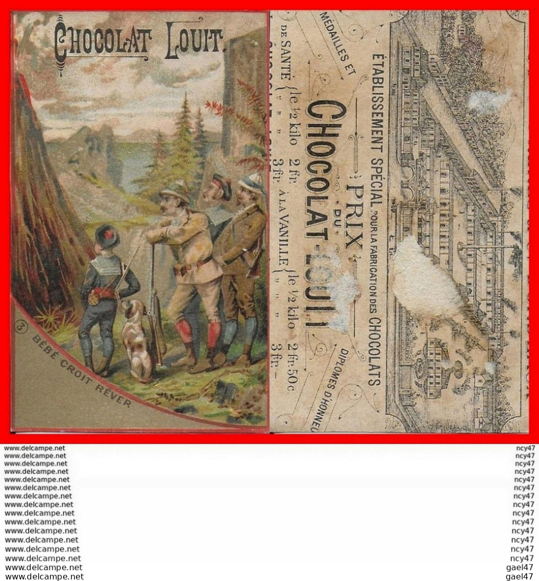 CHROMOS. Chocolat LOUIT  Bébé Croit Rêver, Chasseurs, Chien...H513 - Louit