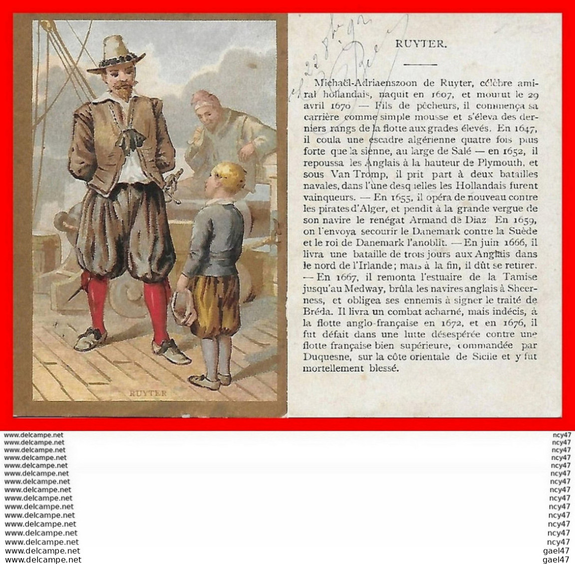 CHROMOS. Michaël-Adriaenszoon De Ruyter (Amiral Hollandais)...H690 - Artis Historia