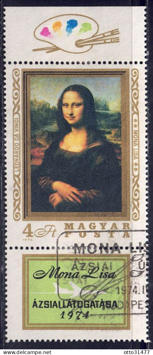 Ungarn 1974 - Mona Lisa, Nr. 2940 A Zf., Gestempelt / Used - Gebraucht