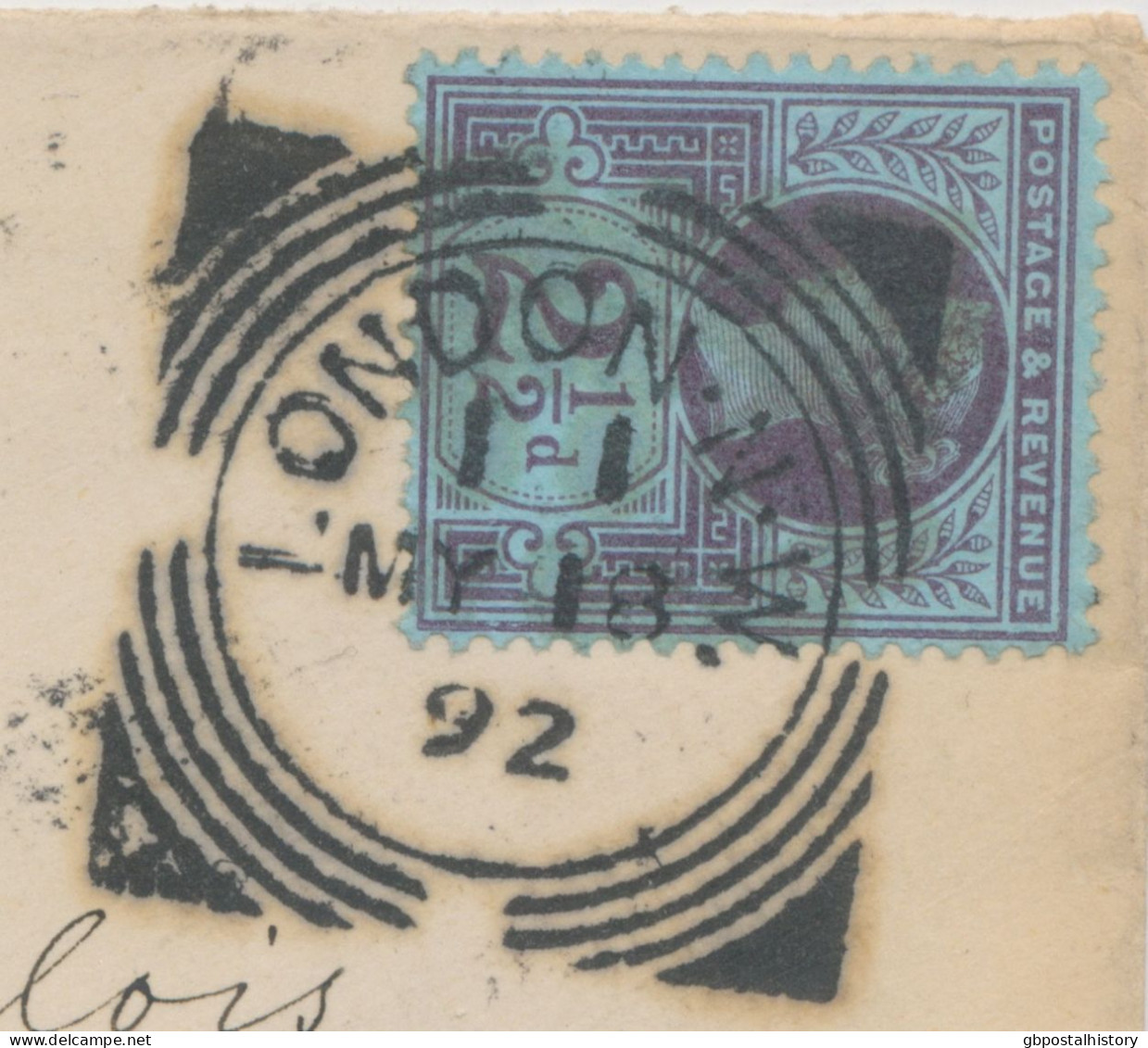 GB „LONDON-N-W.“ Superb Squared Circle Postmark Type I A-1 SC On Very Fine Cover With 2 ½d Jubilee To PARIS. 18.5.1892. - Covers & Documents