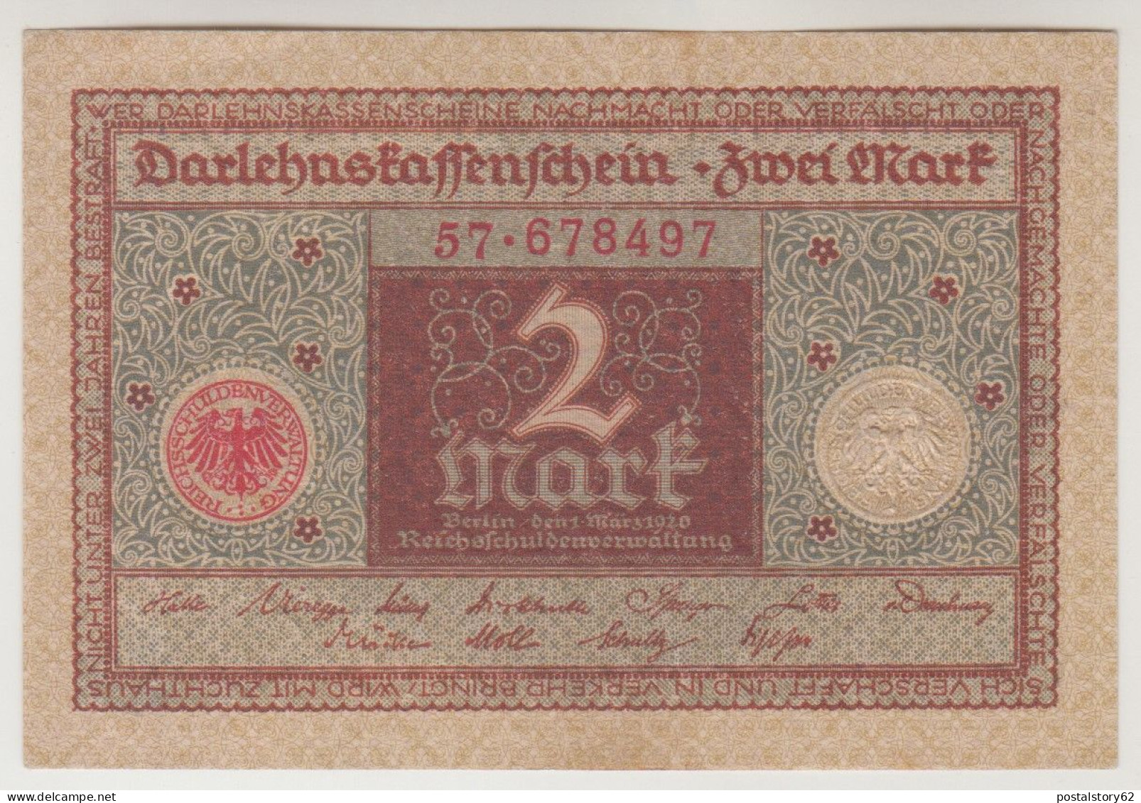 Germany, Banconota Da 2 Mark 03/ 01/ 1920 Pick #60 FDS - 2 Mark