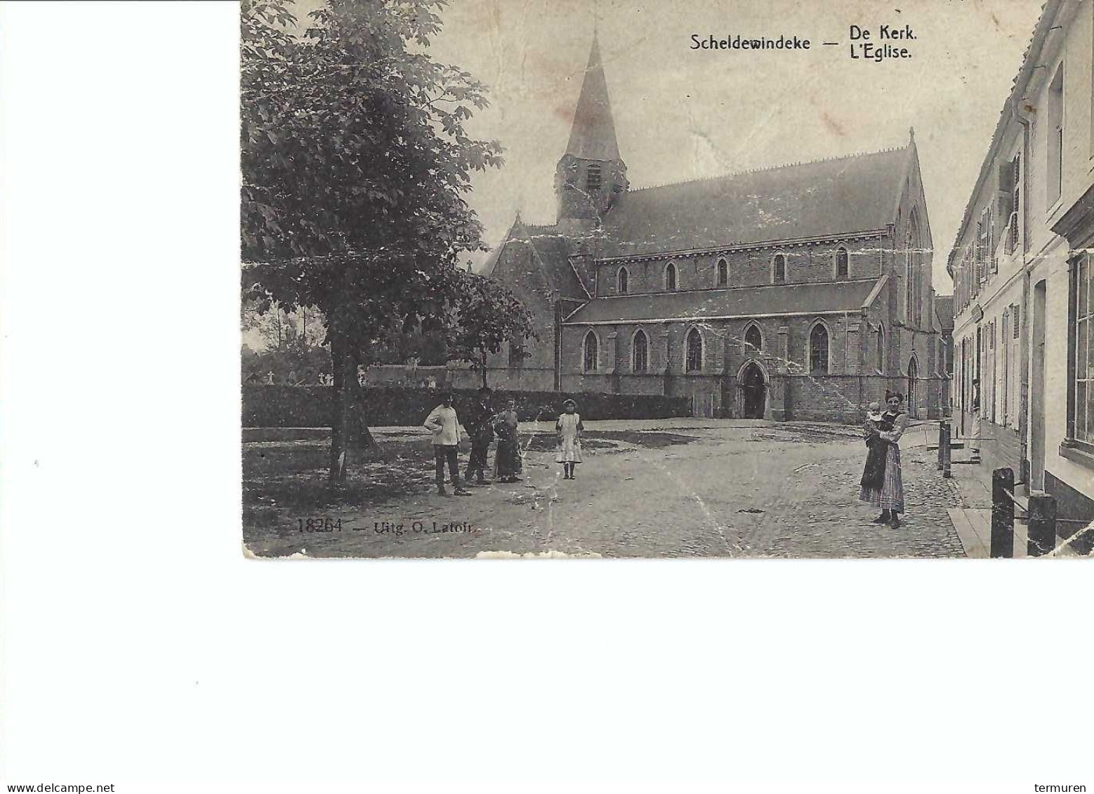 Scheldewindeke : De Kerk -uitgave Latoir -verstuurd 1918 -geen Goede Staat - Oosterzele