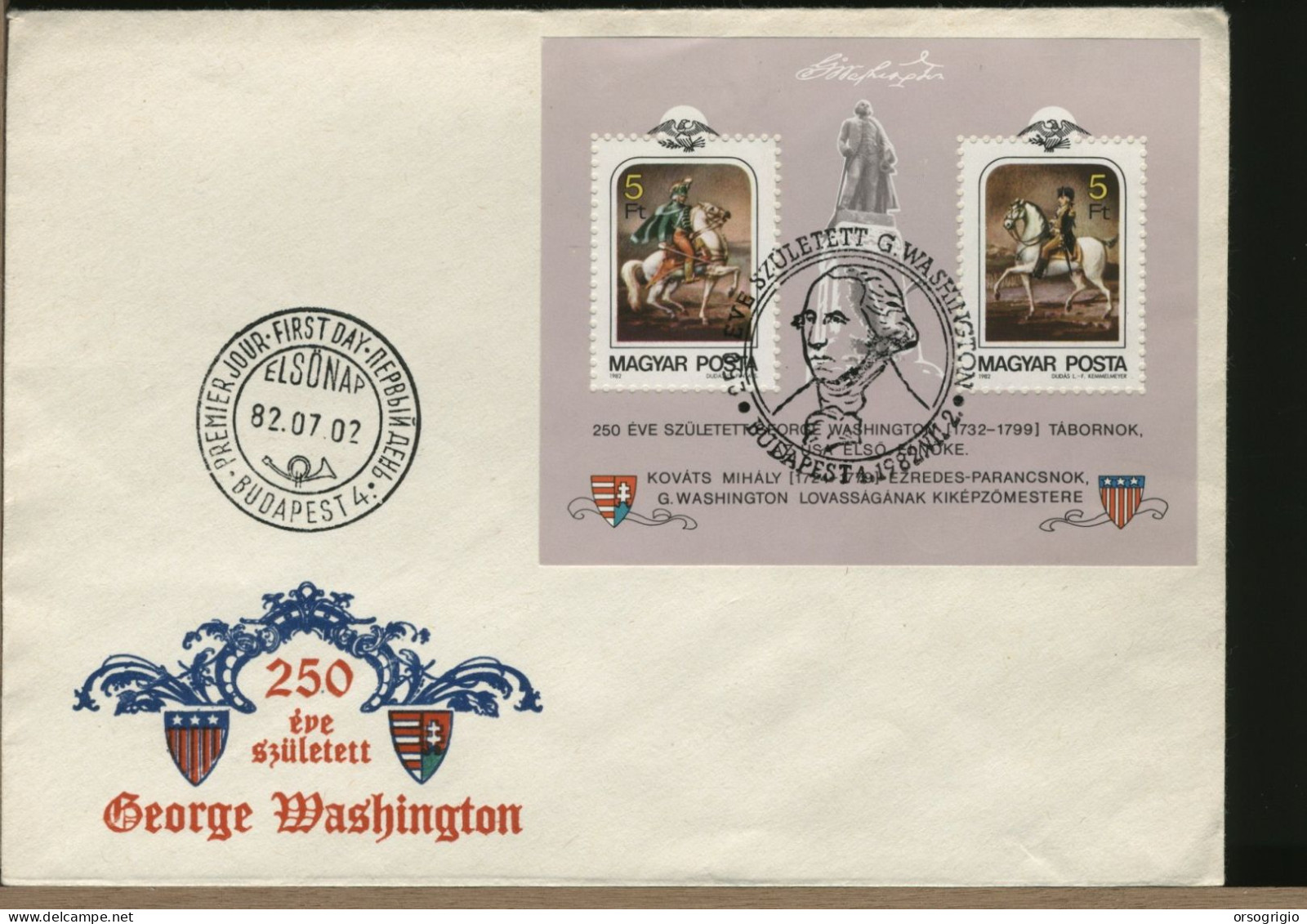 UNGHERIA - MAGYAR - SHEET - FDC 1982  -  GEORGE WASHINGTON - George Washington