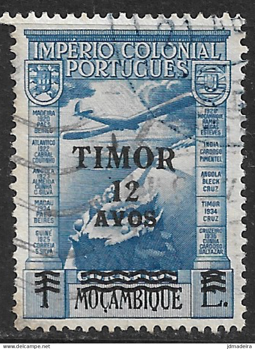 Timor – 1946 Império Colonial Português Surcharged Over Mocambique 12 Avos Over 3 E. Used Stamp - Timor