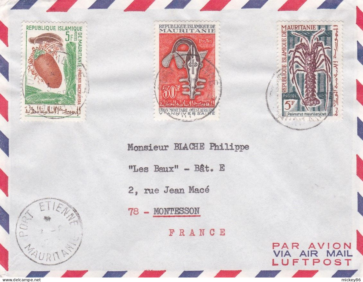 MAURITANIE -1968- Lettre PORT ETIENNE  à MONTESSON -78 (France)...timbres Divers    ...cachet - Mauritania (1960-...)