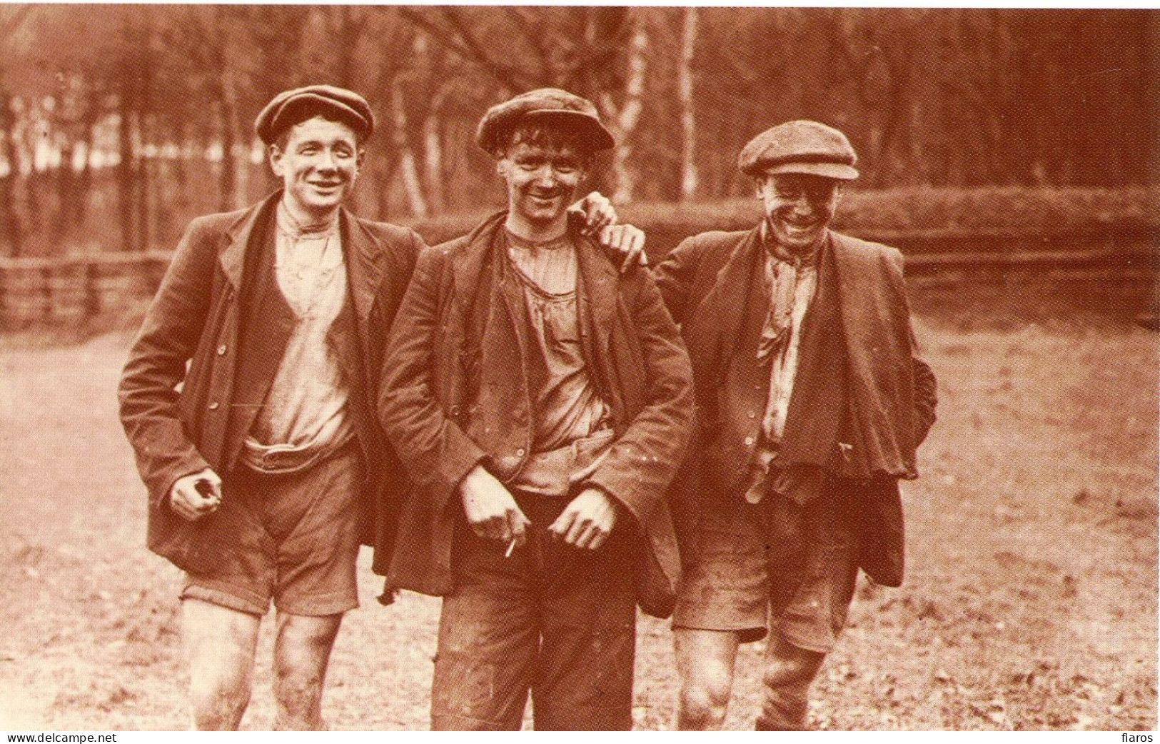 "Coal Strike, 1912" Three Pony Boys, Miners, Pit Ponies, Coal Miners' Bill [CPM Nostalgia Postcard Reproduction Card] - Sciopero