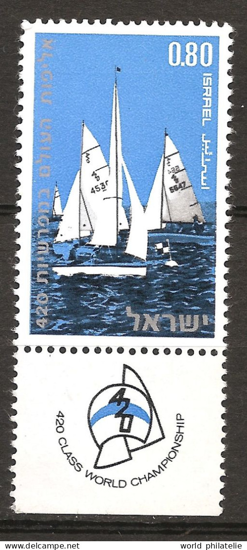 Israël Israel 1970 N° 415 Iso ** Nautisme, Championnats Du Monde, Yachting, Éric Tabarly, Coupe De L'America, Bateau - Neufs (avec Tabs)