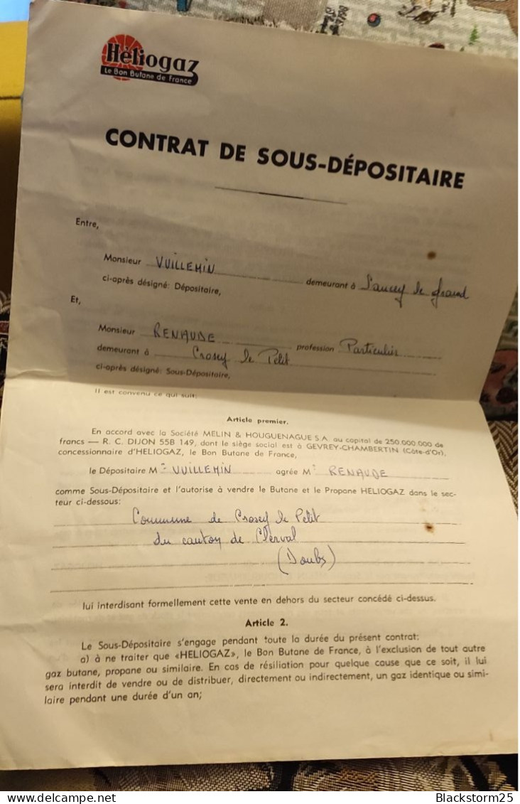 Ancien Contrat Héliogaz Doubs Crosey Le Petit - Electricidad & Gas