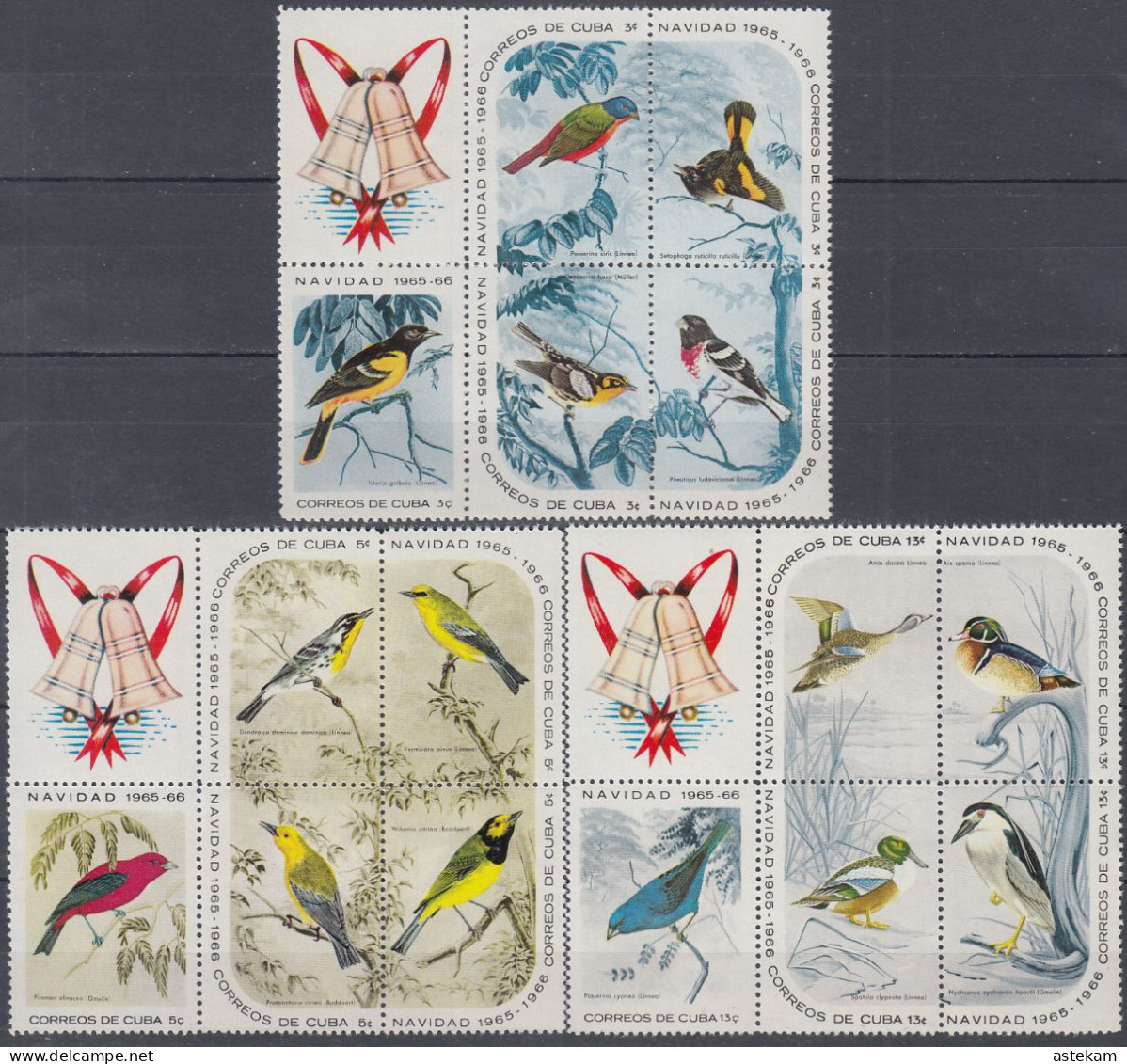 CUBA 1965, CHRISTMAS, BIRDS, COMPLETE, MNH SERIES With GOOD QUALITY, *** - Ongebruikt