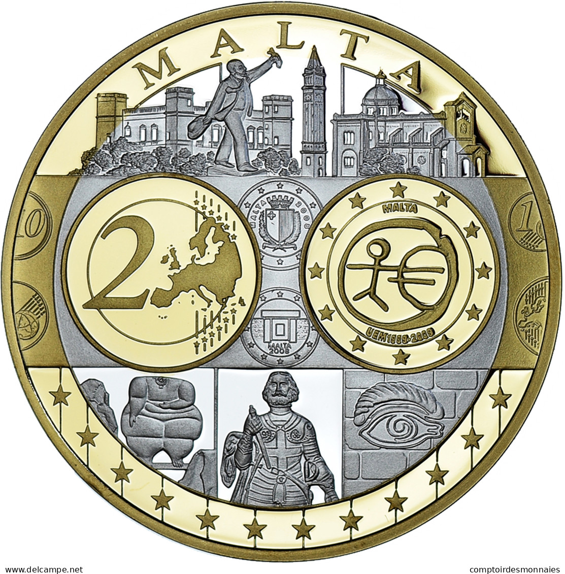 Malte, Médaille, Euro, Europa, Politics, FDC, FDC, Argent - Andere & Zonder Classificatie