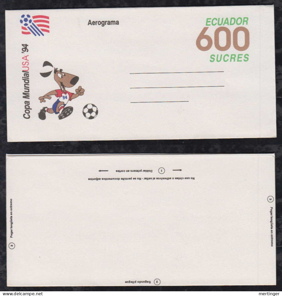 Ecuador 1994 Aerogramme Stationery ** MNH 600S Soccer - Equateur