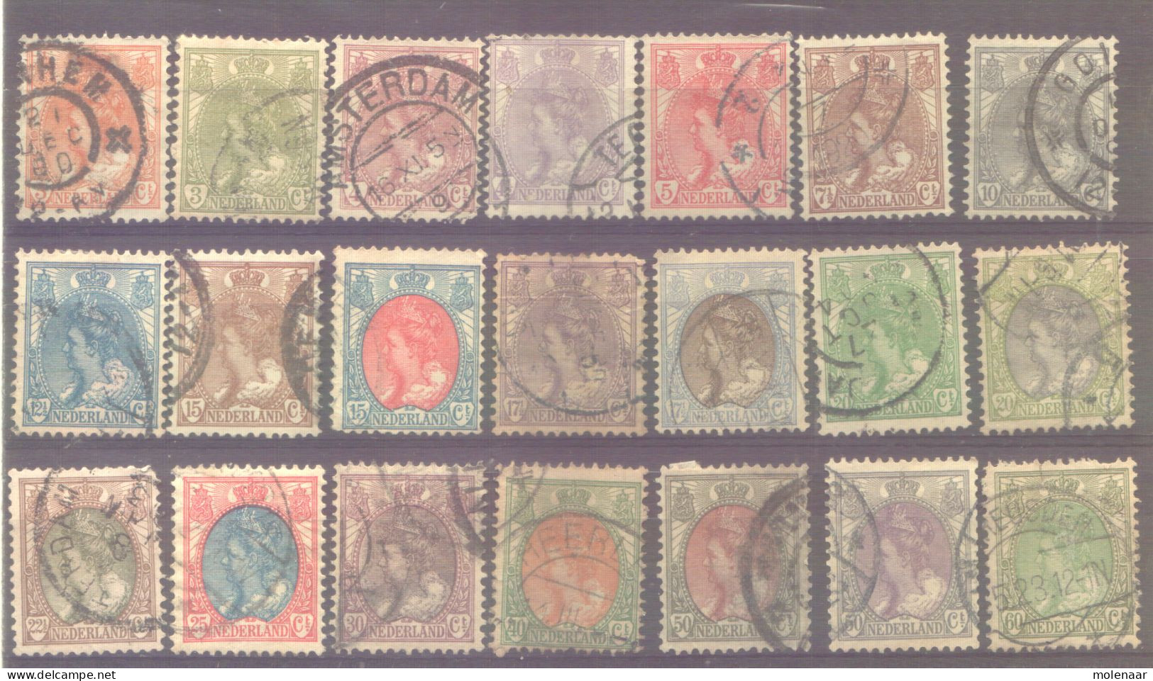 Postzegels > Europa > Nederland > Periode 1891-1948 (Wilhelmina) > 1910-29 > Gebruikt No. 56-76 (11865) - Used Stamps