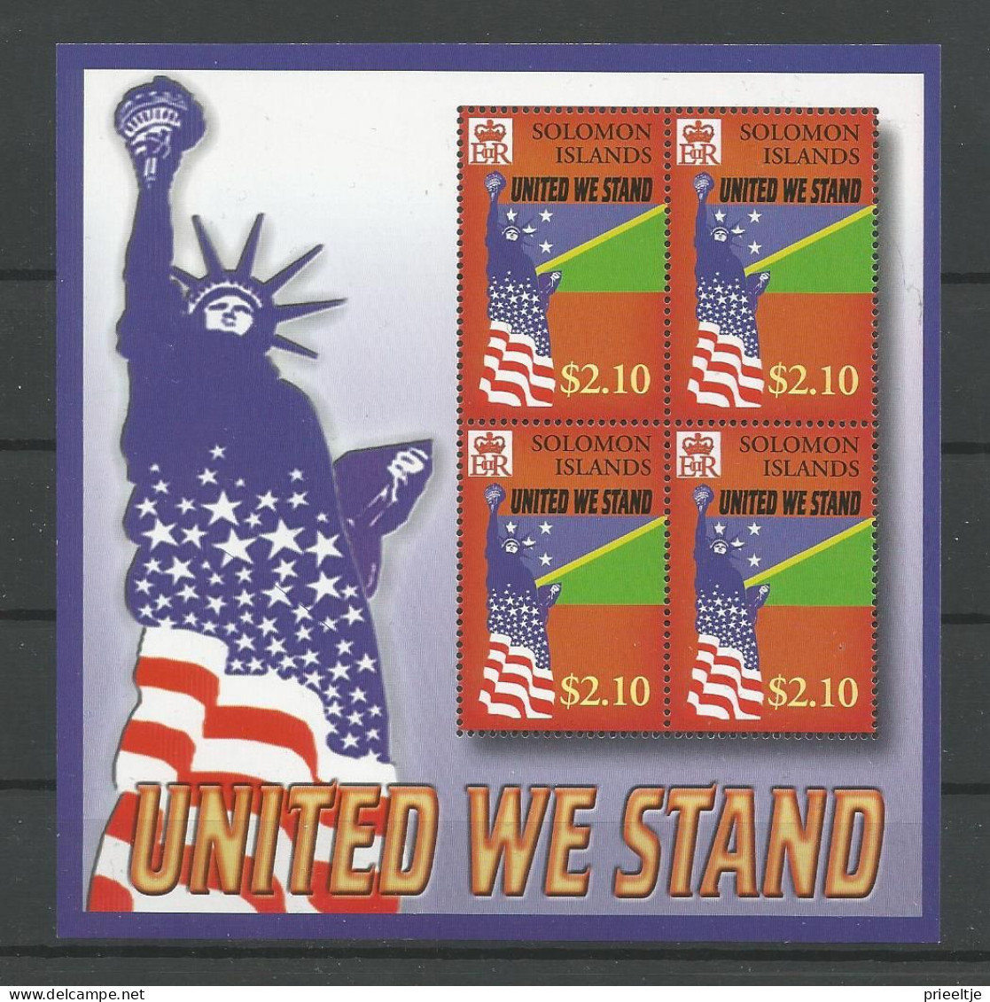Solomon Islands 2002 United We Stand S/S  Y.T. BF 66 ** - Solomon Islands (1978-...)