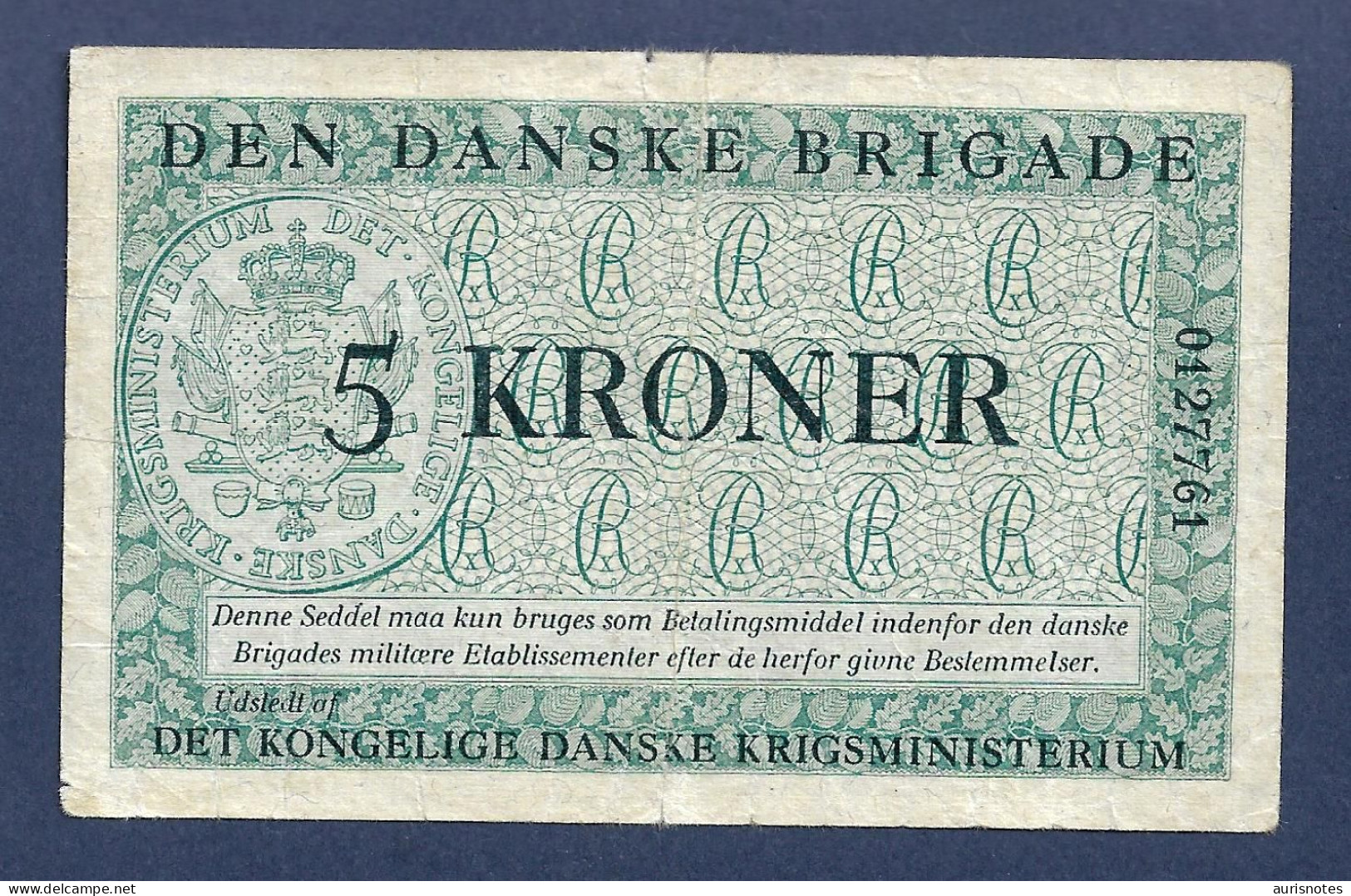 Denmark Den Danske Brigade 5 Kroner 1947 P-M11 VF - Dinamarca