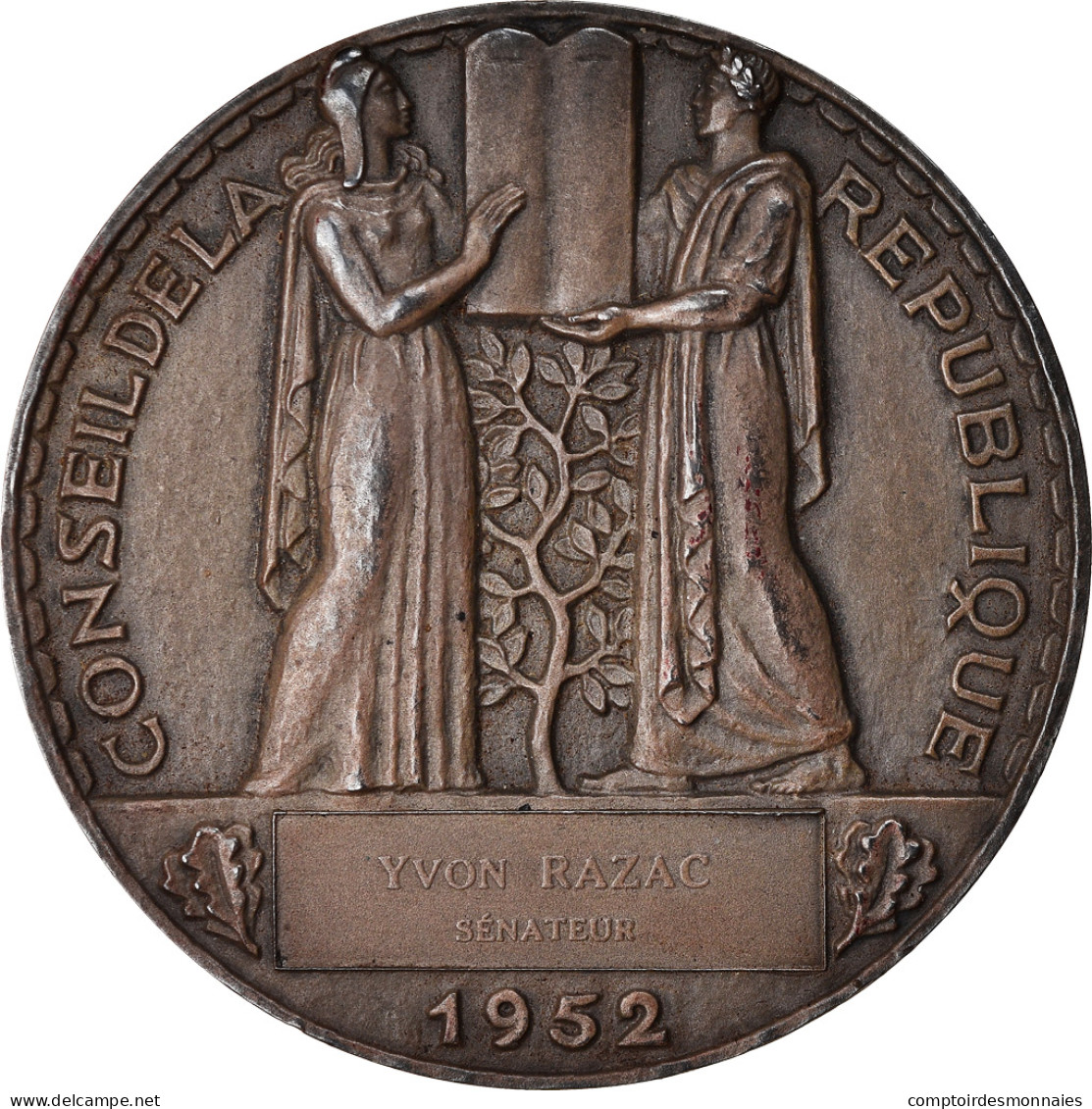 Mauritanie, Médaille, Conseil De La République, Yvon Razac, Sénateur, 1952 - Andere & Zonder Classificatie