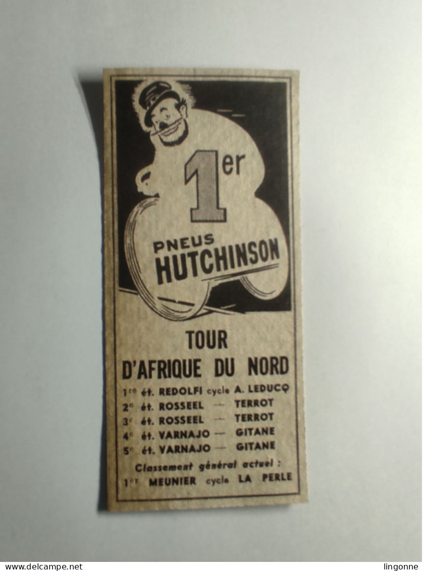 1950 Cartonnage Publicitaire 1er PNEUS HUTCHINSON Tour D'AFRIQUE Du NORD ... LEDUCQ TERROT GITANE Cycle LA PERLE - Pubblicitari