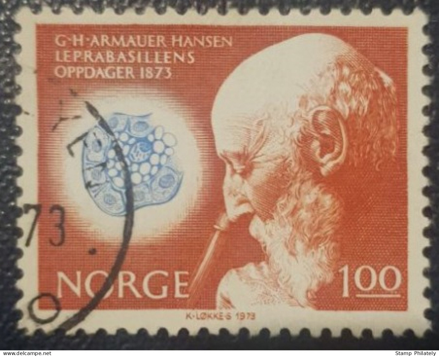 Norway 1Kr Used Stamp Armauer Hansen - Gebruikt