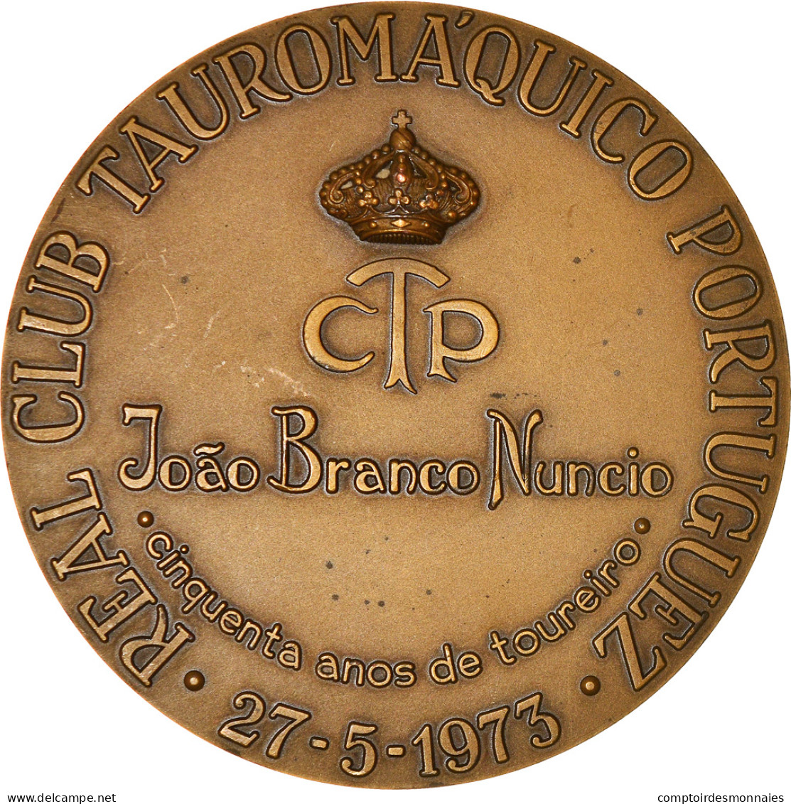 Portugal, Médaille, Club Tauromaquico Potuguez, Joao Branco Nuncio, 1973 - Andere & Zonder Classificatie