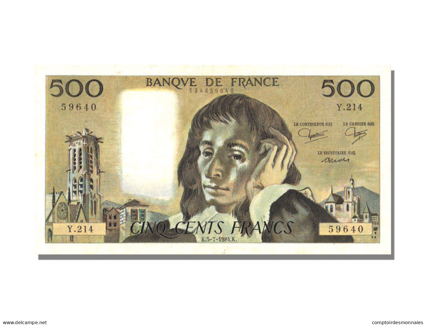 Billet, France, 500 Francs, 500 F 1968-1993 ''Pascal'', 1984, 1984-07-05, SUP - 500 F 1968-1993 ''Pascal''