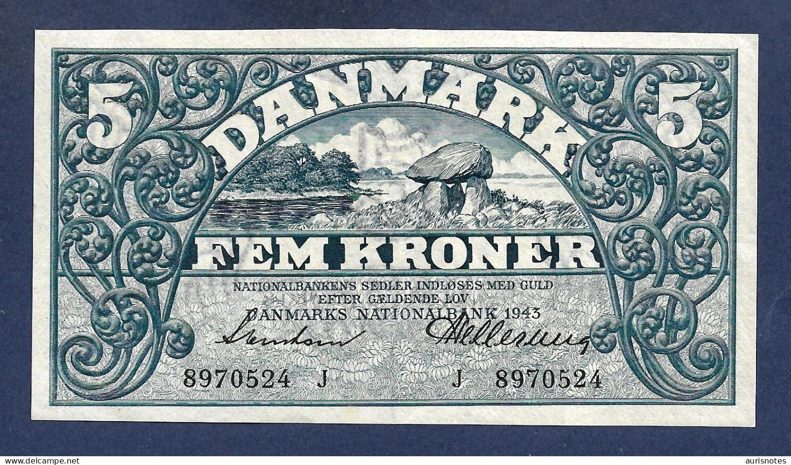 Denmark 5 Kroner 1943 P30k AU - Danimarca