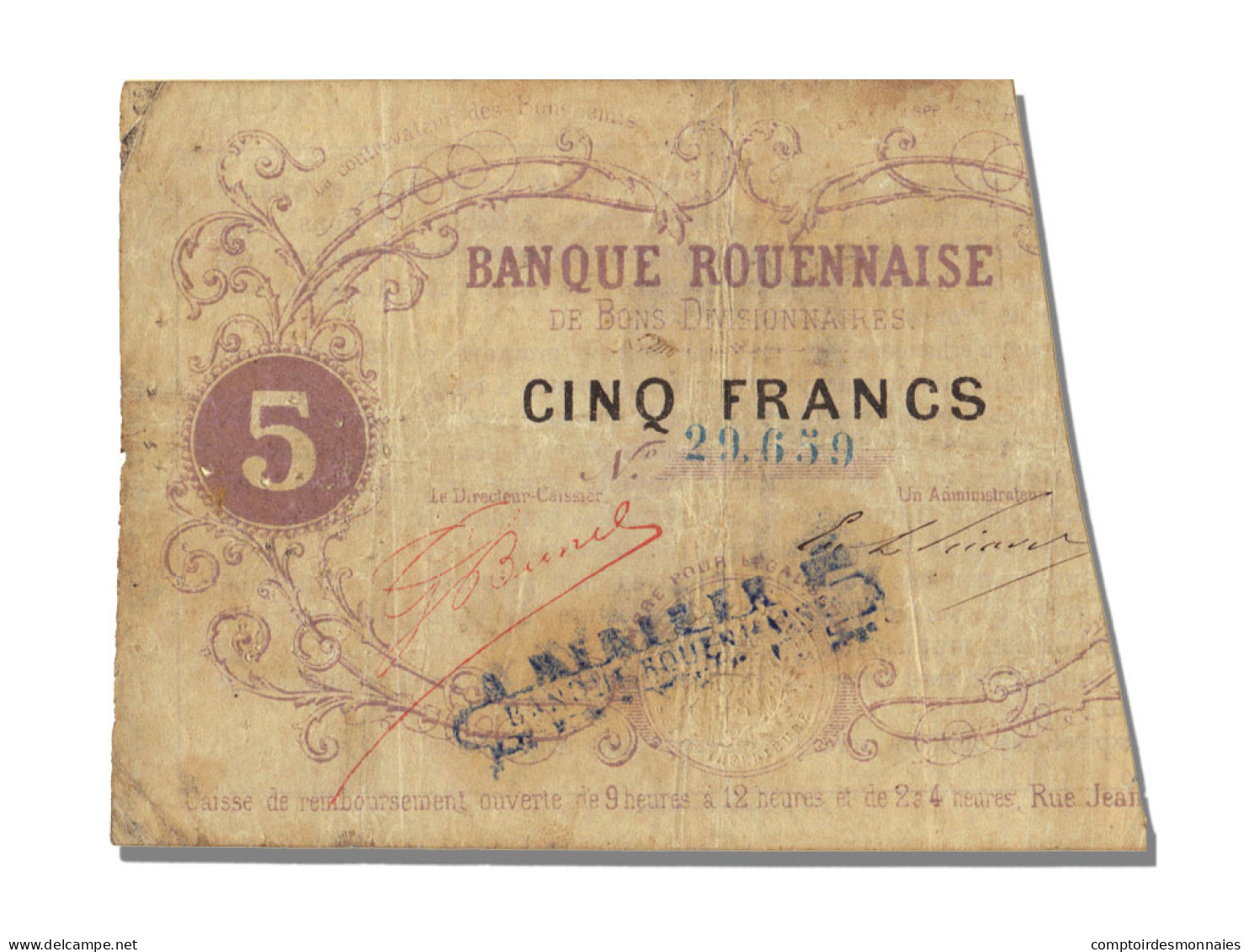 Billet, France, 5 Francs, 1870, TTB - Bons & Nécessité