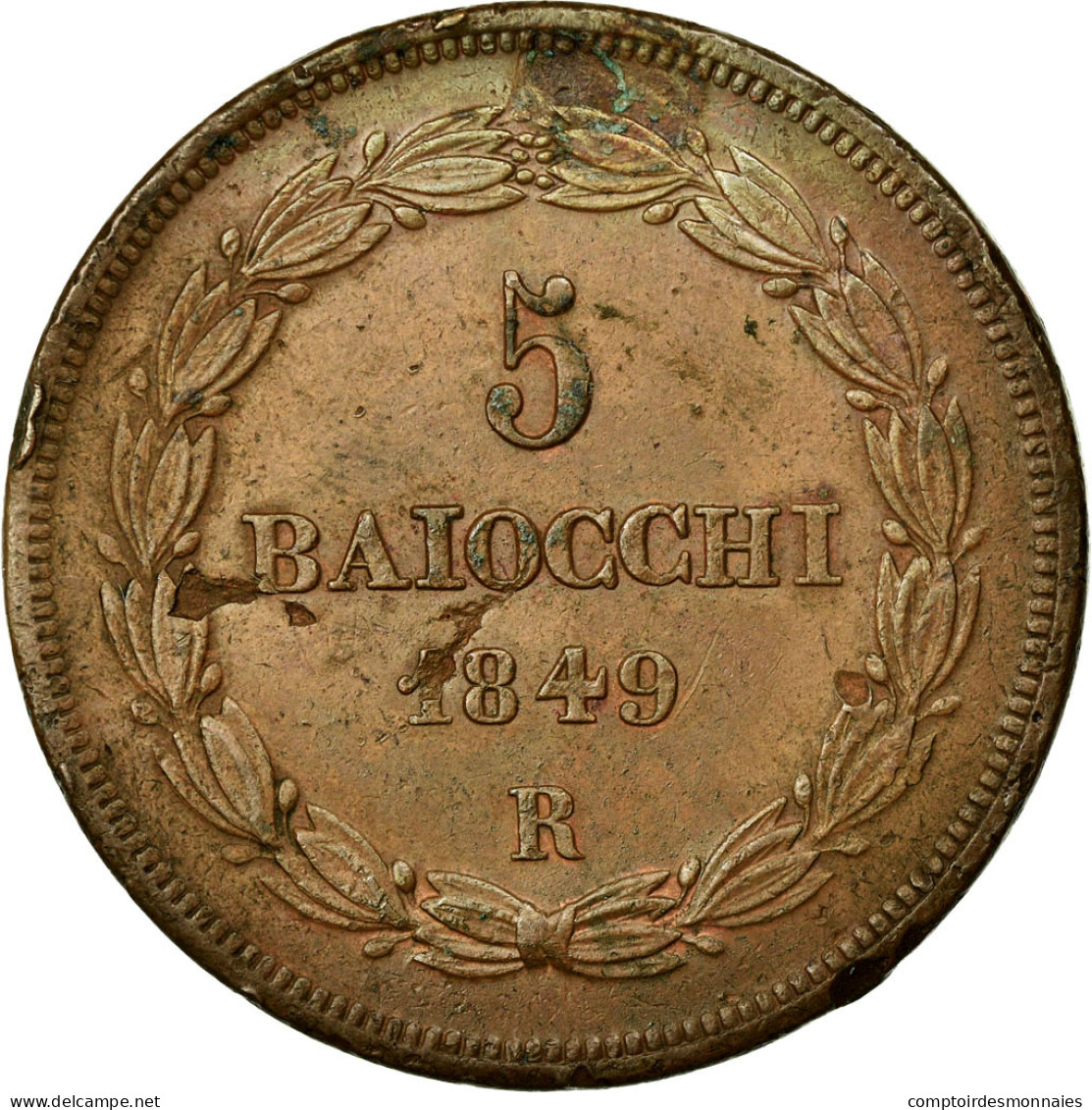 Monnaie, États Italiens, PAPAL STATES, Pius IX, 5 Baiocchi, 1849, Roma, TTB+ - Vatican