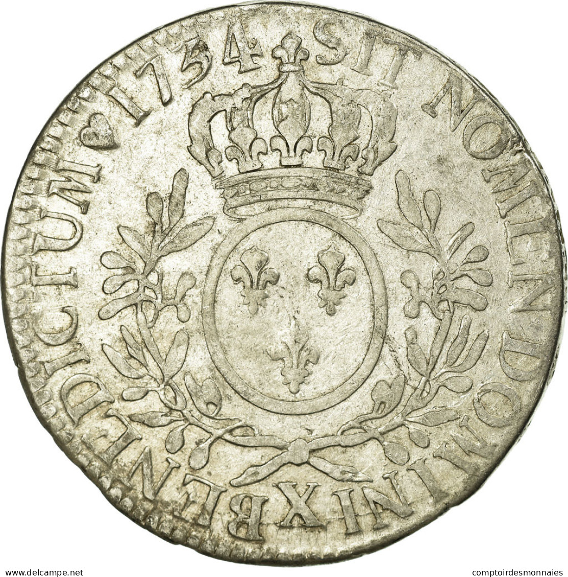 Monnaie, France, Louis XV, Écu Aux Branches D'olivier, Ecu, 1734, Amiens, TB - 1715-1774 Louis XV Le Bien-Aimé