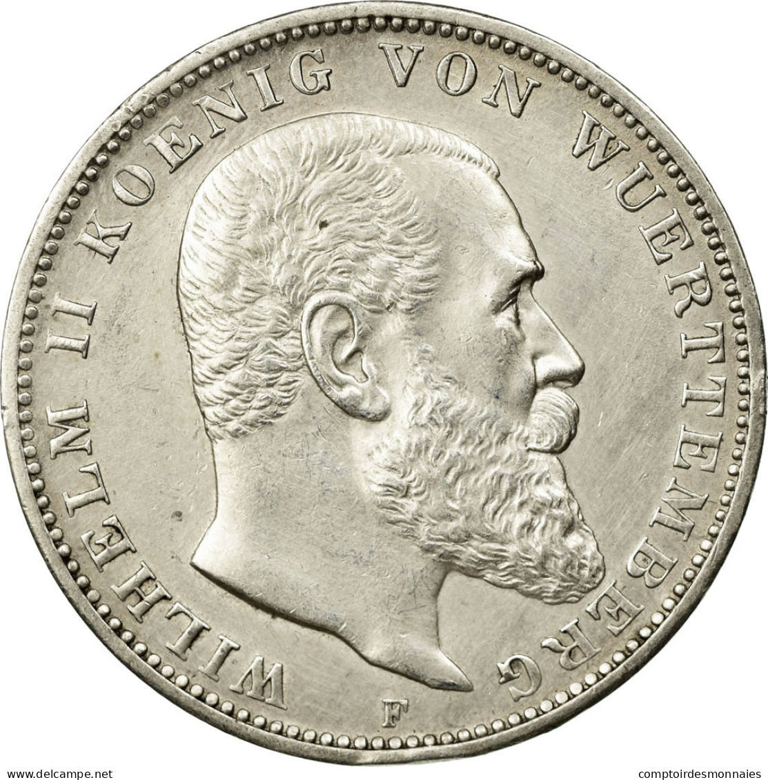 Monnaie, Etats Allemands, WURTTEMBERG, Wilhelm II, 3 Mark, 1909, Freudenstadt - Altri & Non Classificati