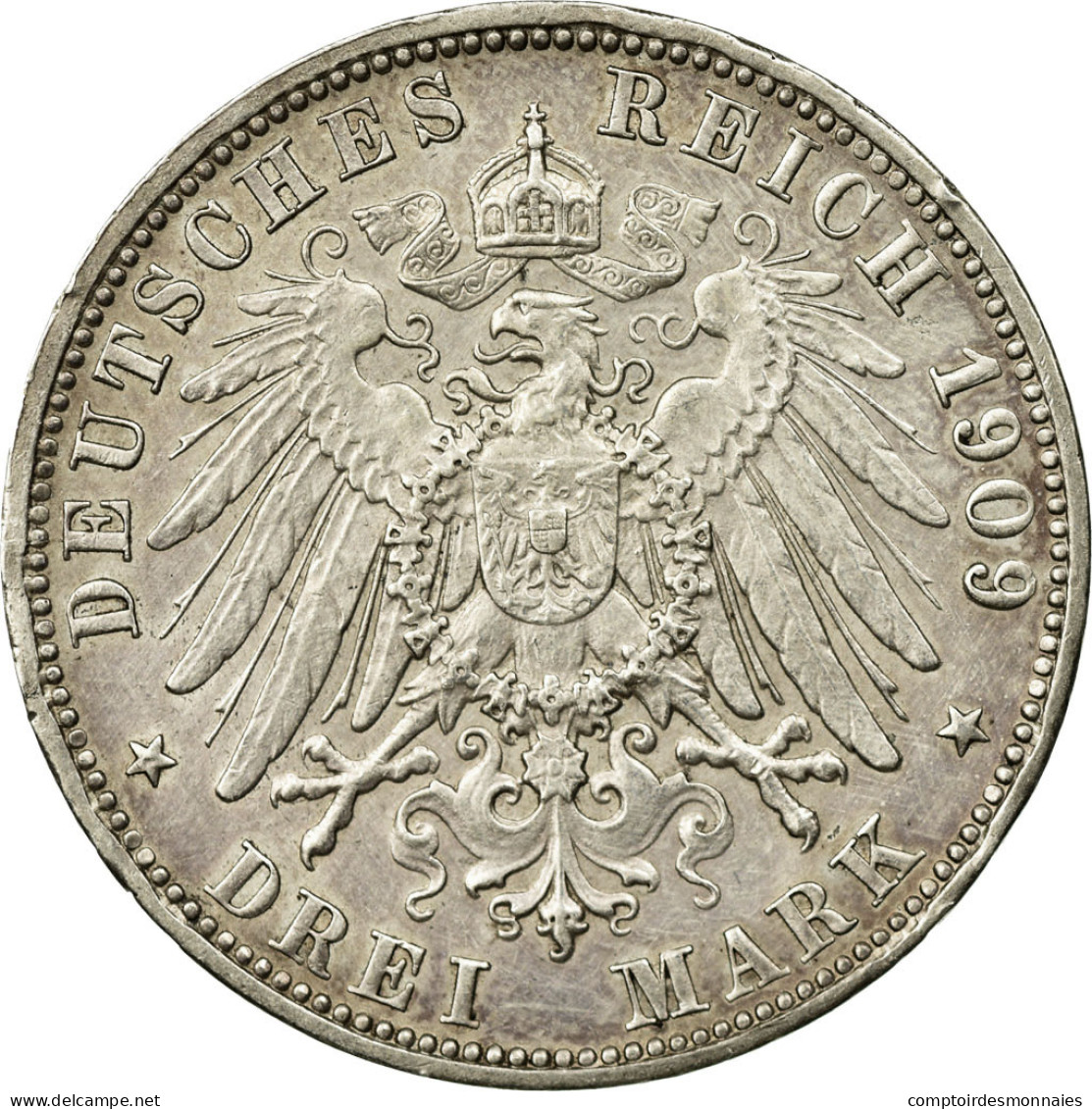 Monnaie, Etats Allemands, WURTTEMBERG, Wilhelm II, 3 Mark, 1909, Freudenstadt - Otros & Sin Clasificación