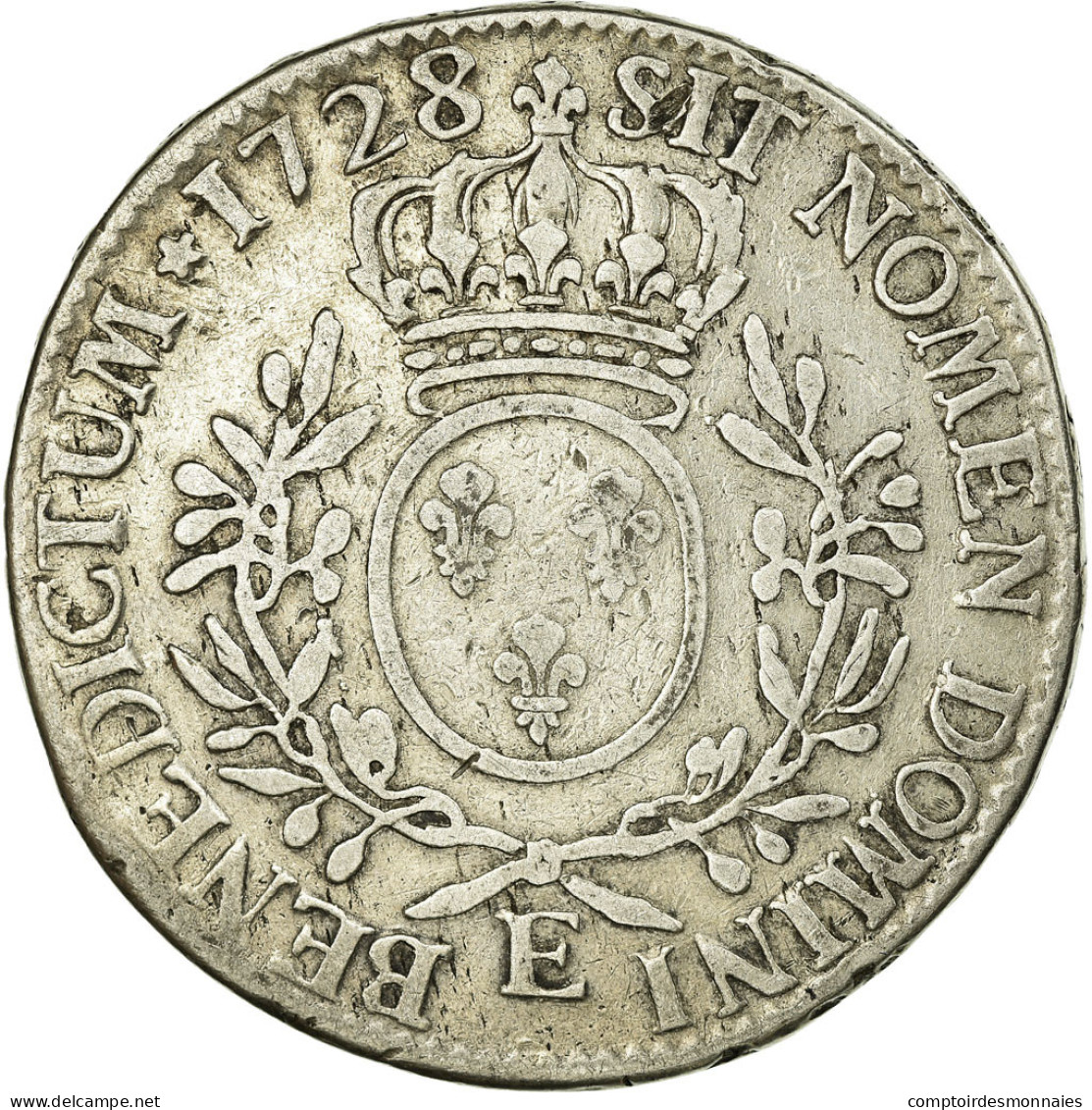 France, Louis XV, Ecu, Écu Aux Branches D'olivier, 1728, Tours, Argent, TB - 1715-1774 Louis  XV The Well-Beloved