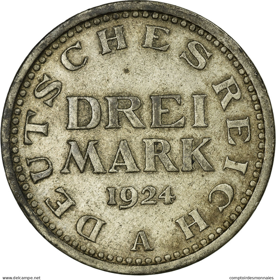 Monnaie, Allemagne, République De Weimar, 3 Mark, 1924, Berlin, TTB, Argent - 3 Marcos & 3 Reichsmark