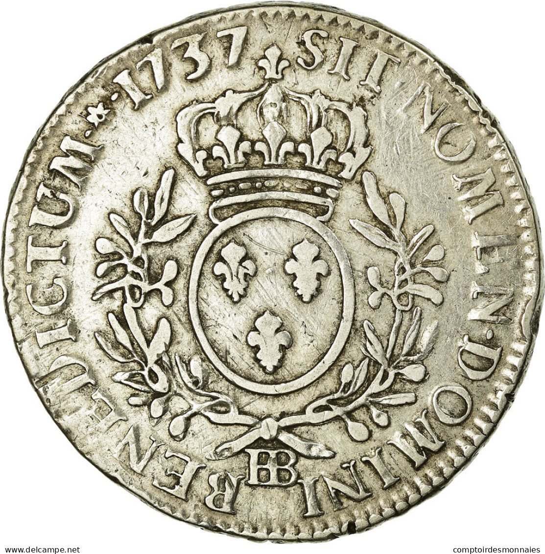Monnaie, France, Louis XV, Écu Aux Branches D'olivier, Ecu, 1737, Strasbourg - 1715-1774 Ludwig XV. Der Vielgeliebte