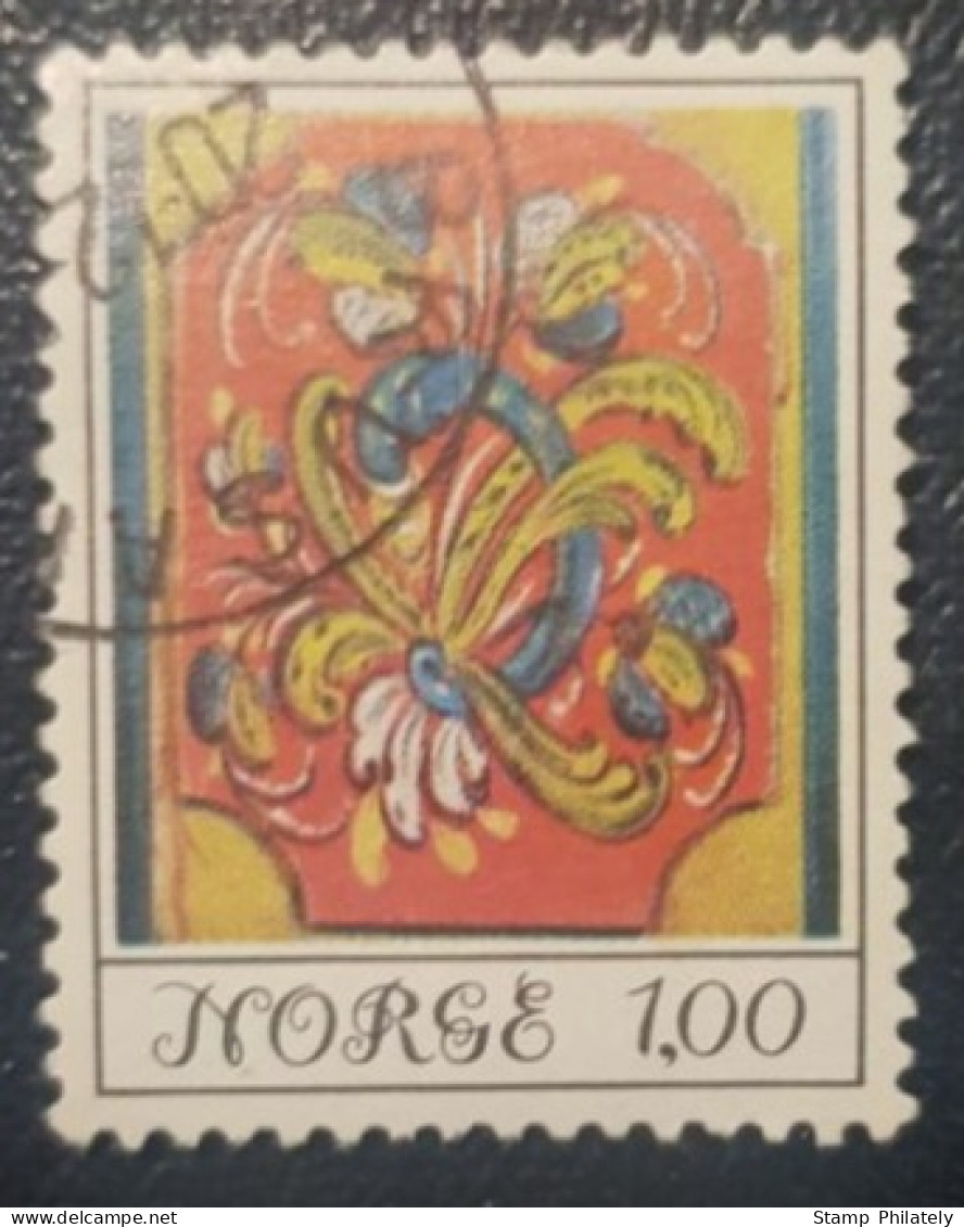 Norway 1Kr Used Stamp Folk Art Paint - Oblitérés