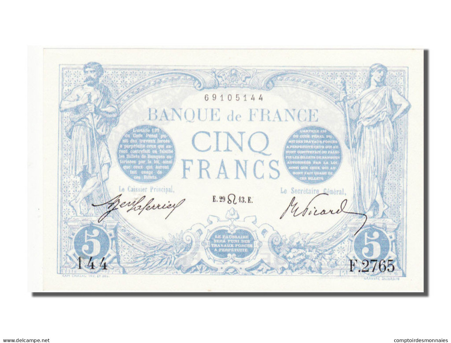 Billet, France, 5 Francs, 5 F 1912-1917 ''Bleu'', 1913, 1913-07-29, SPL - 5 F 1912-1917 ''Bleu''