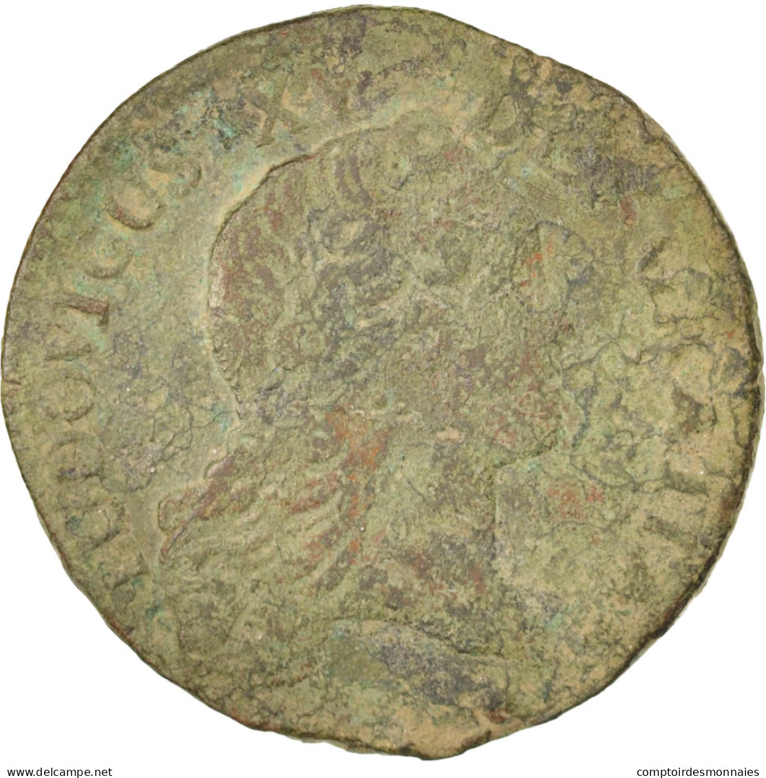 Monnaie, France, Sol, 1734, Perpignan, B, Cuivre, Gadoury:276 - 1715-1774 Louis  XV The Well-Beloved