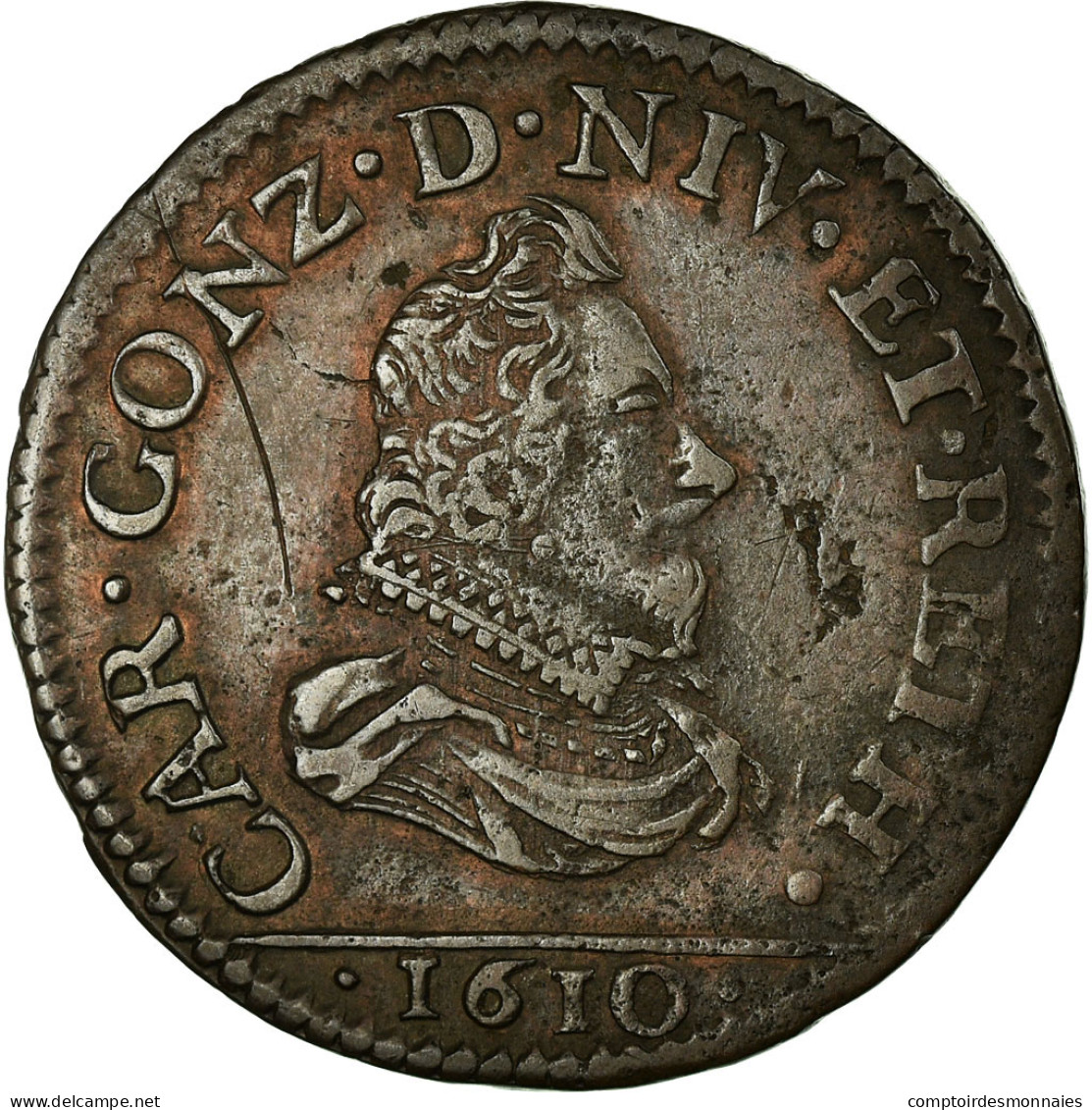 Monnaie, FRENCH STATES, NEVERS & RETHEL, 2 Liard, 1610, Charleville, TTB+ - Andere & Zonder Classificatie