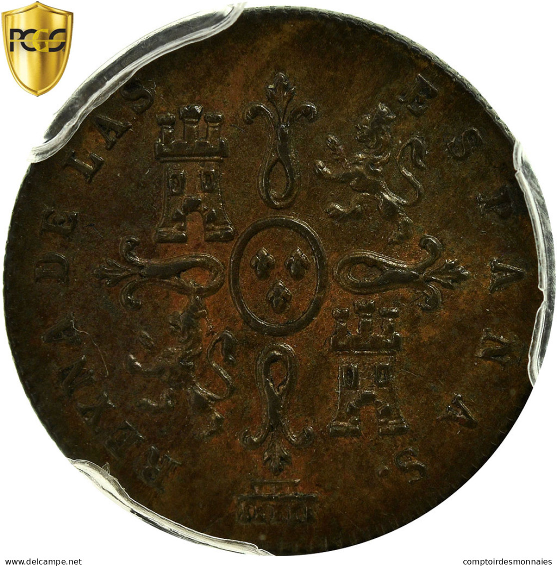 Espagne, Isabel II, Maravedi, 1842, Segovia, Cuivre, PCGS, SUP, KM:525.3 - Eerste Muntslagen