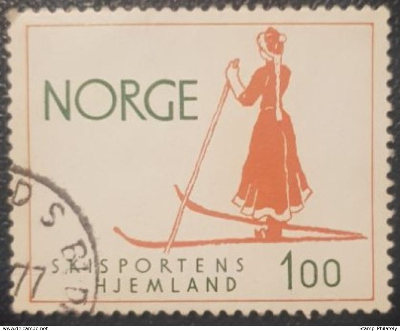 Norway 1Kr Used Stamp Skiing 1975 - Gebruikt