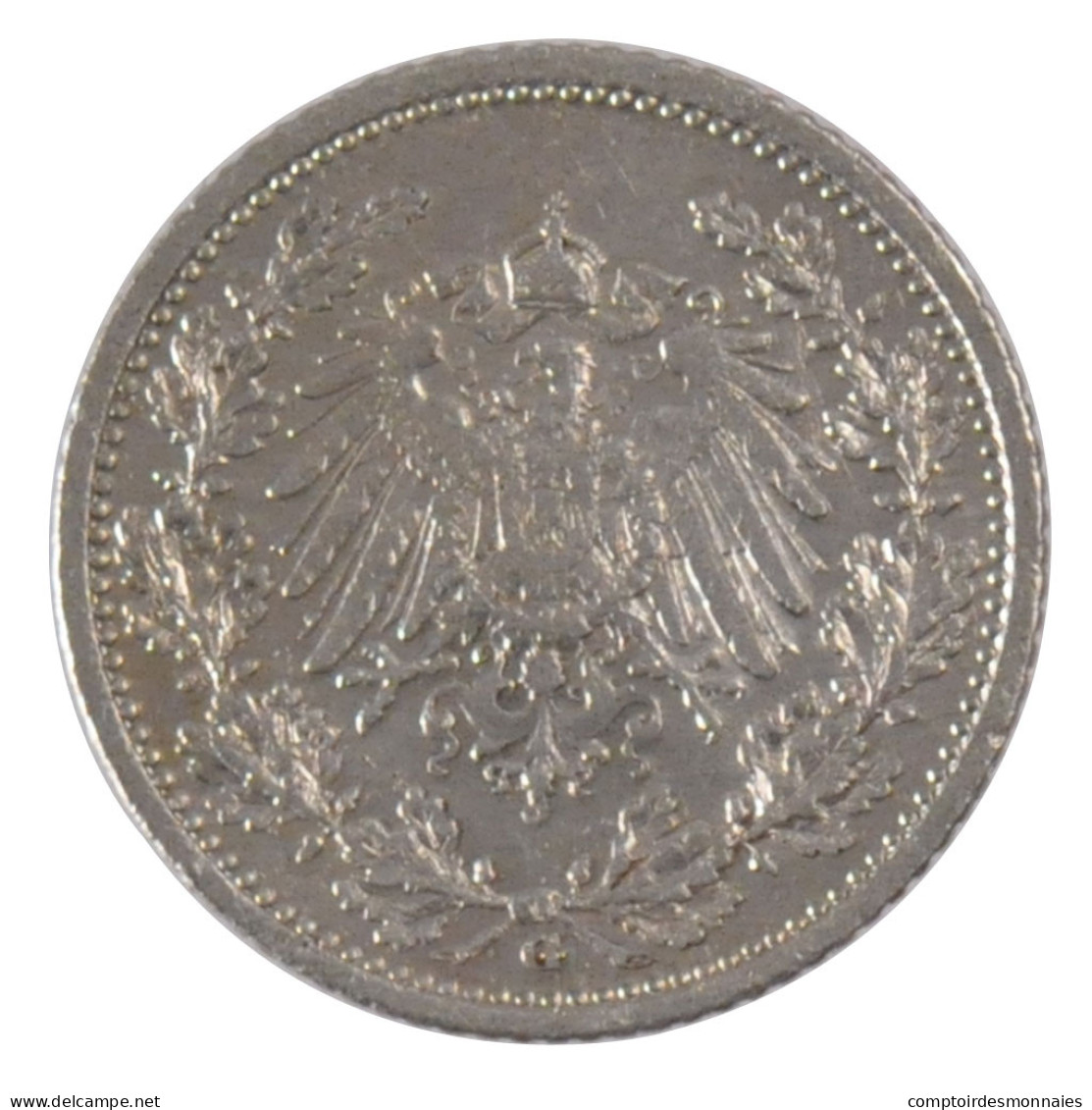 Monnaie, GERMANY - EMPIRE, 1/2 Mark, 1908, Karlsruhe, TTB+, Argent, KM:17 - 1/2 Mark