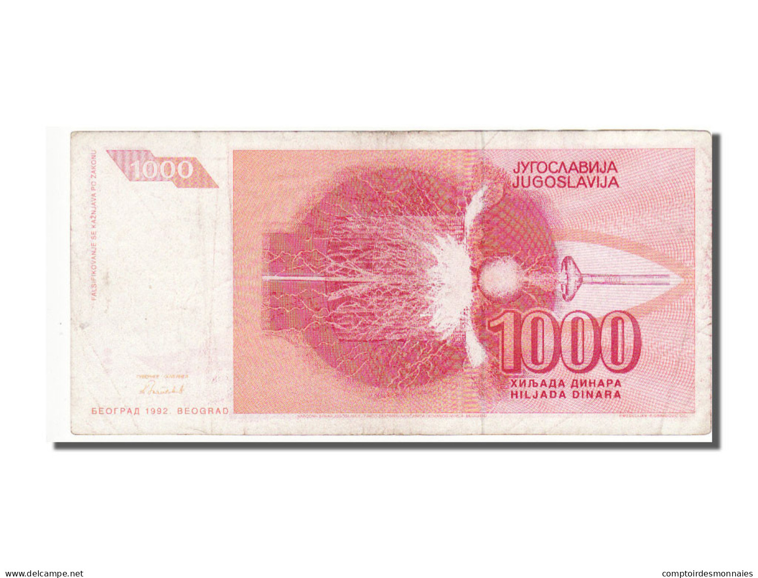 Billet, Yougoslavie, 1000 Dinara, 1992, TTB+ - Yugoslavia