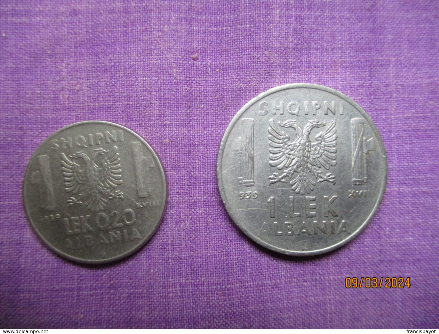 Albania: 20 Centesimi & 1 Lek 1939 - Albanië