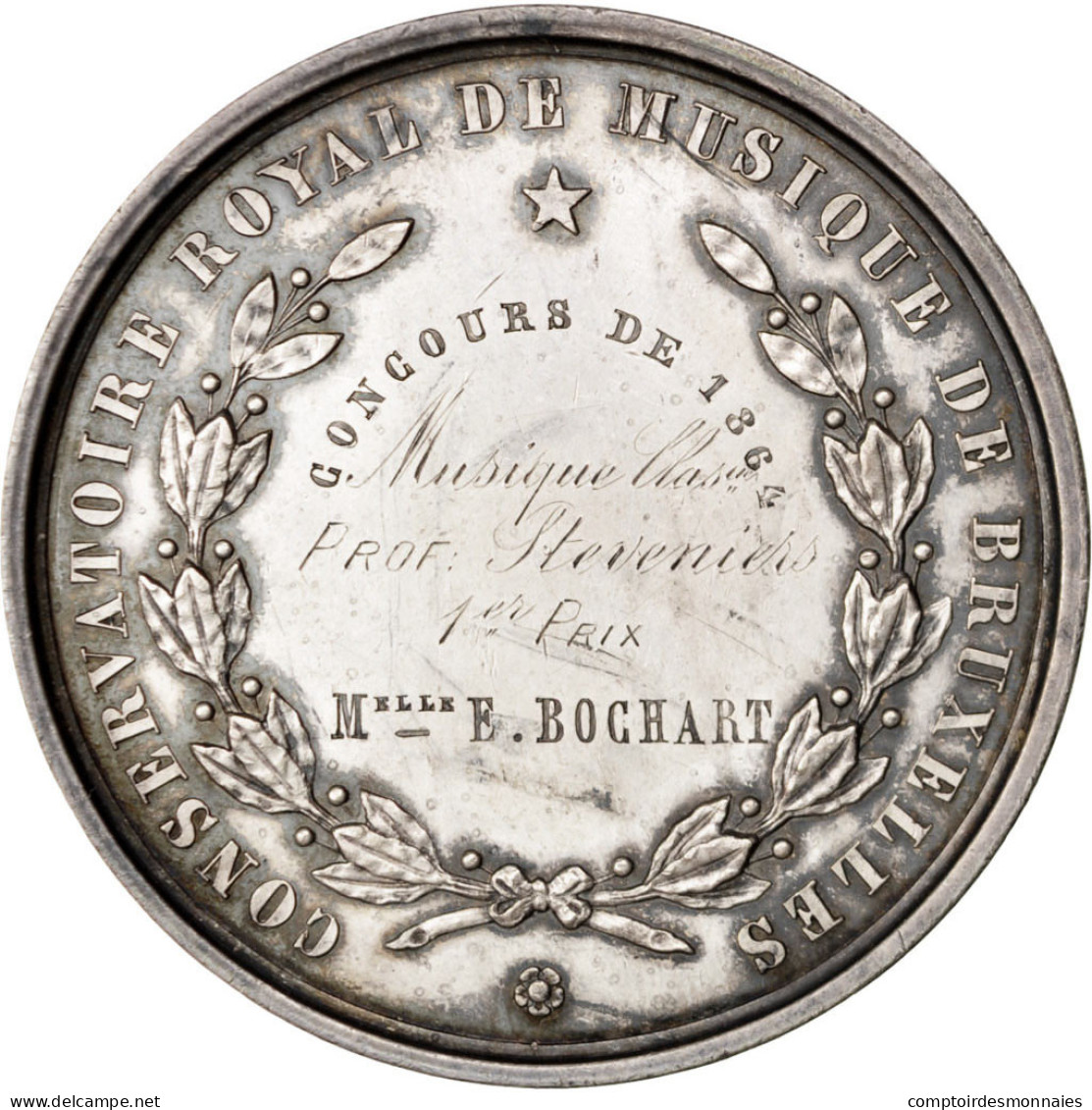 Belgique, Médaille, Leopold Ier, Conservatoire Royal De Musique De Bruxelles - Autres & Non Classés