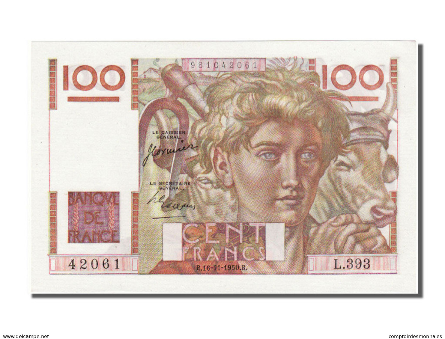 Billet, France, 100 Francs, 100 F 1945-1954 ''Jeune Paysan'', 1950, 1950-11-16 - 100 F 1945-1954 ''Jeune Paysan''