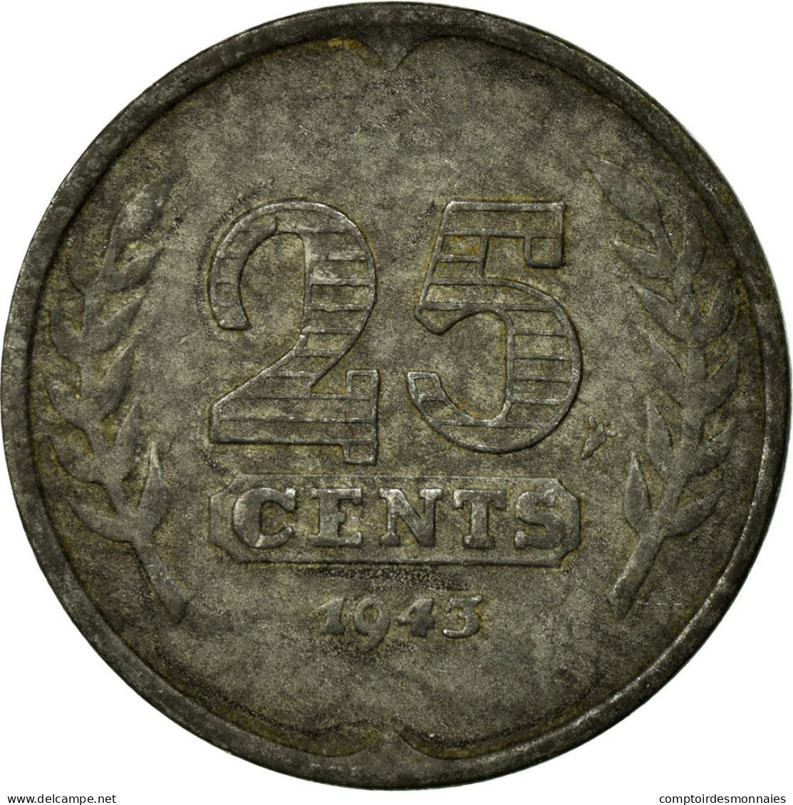 Monnaie, Pays-Bas, Wilhelmina I, 25 Cents, 1943, SUP, Zinc, KM:174 - 25 Cent