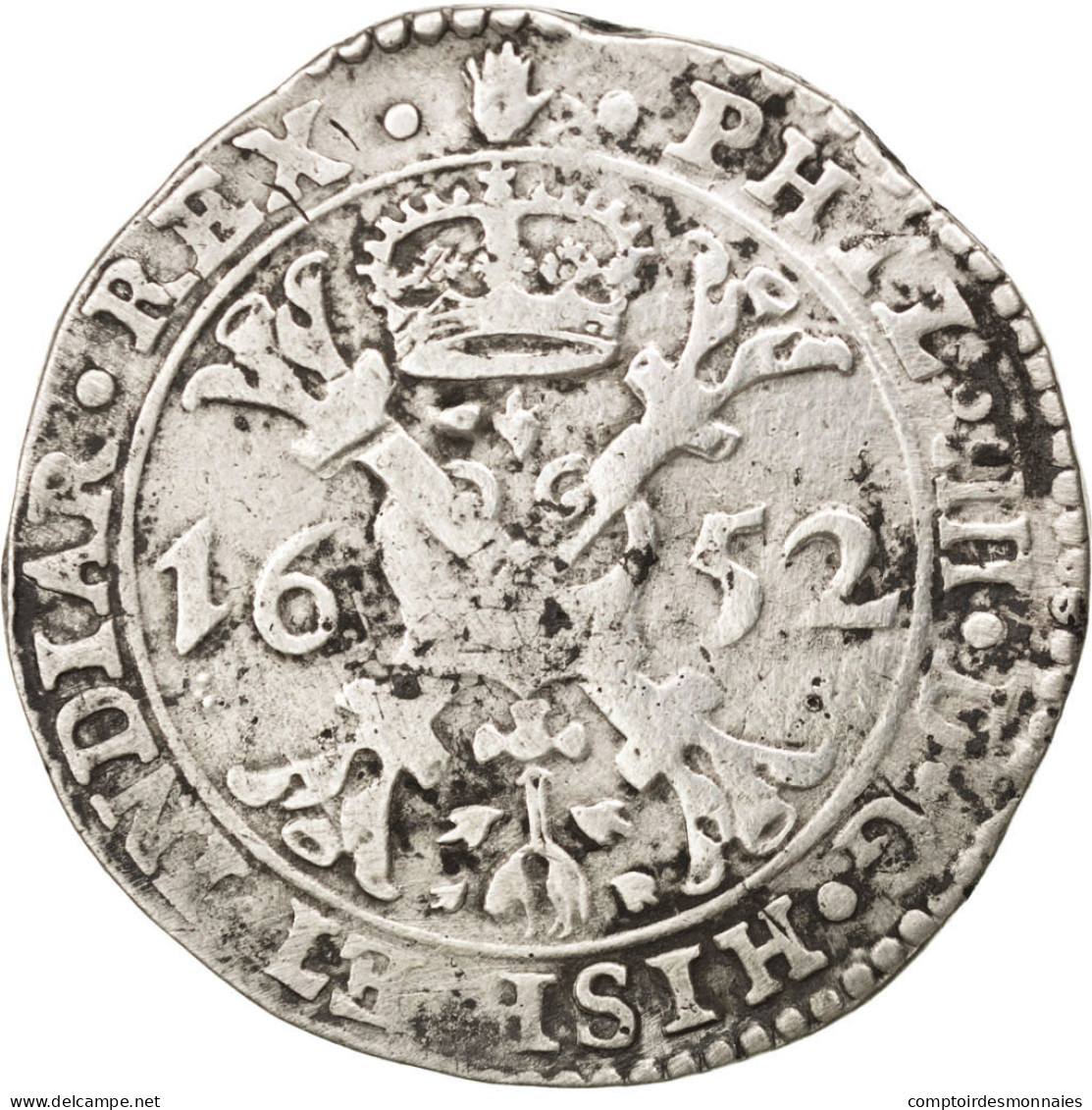 Monnaie, Pays-Bas Espagnols, BRABANT, Patagon, 1652, Anvers, TB+, Argent - Otros & Sin Clasificación