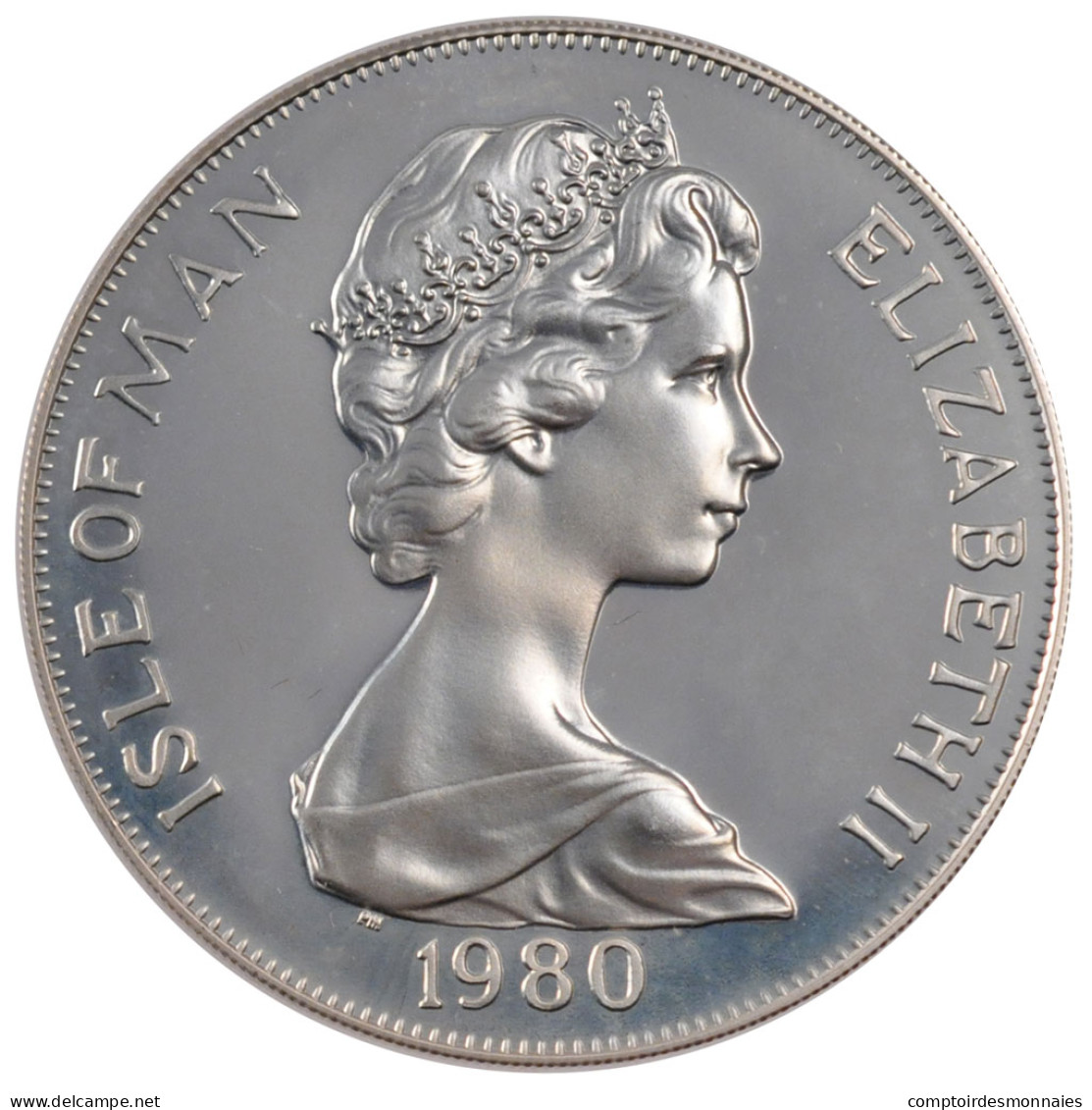 Monnaie, Isle Of Man, Elizabeth II, Crown, 1980, FDC, Argent, KM:65a - Eiland Man