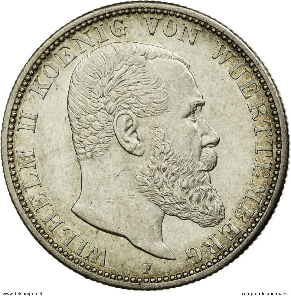 Monnaie, Etats Allemands, WURTTEMBERG, Wilhelm II, 2 Mark, 1908, Freudenstadt - Otros & Sin Clasificación