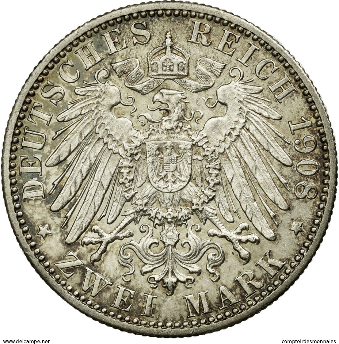 Monnaie, Etats Allemands, WURTTEMBERG, Wilhelm II, 2 Mark, 1908, Freudenstadt - Sonstige & Ohne Zuordnung